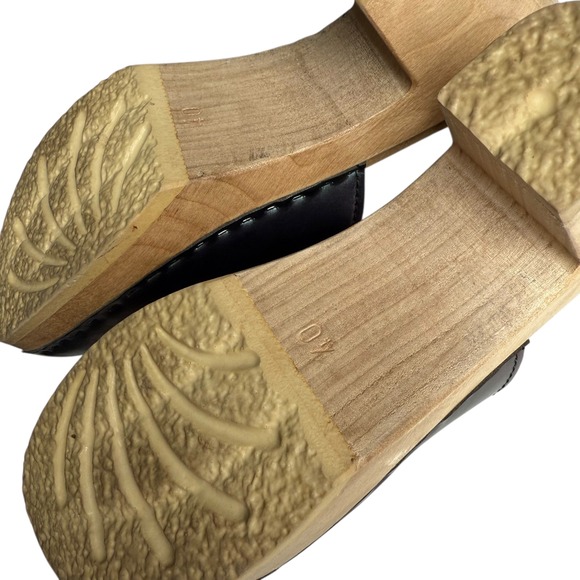 Sven Peep Toe Clogs V Collar High Heels Wooden Platform Made in USA Size 40 - Picture 11 of 11